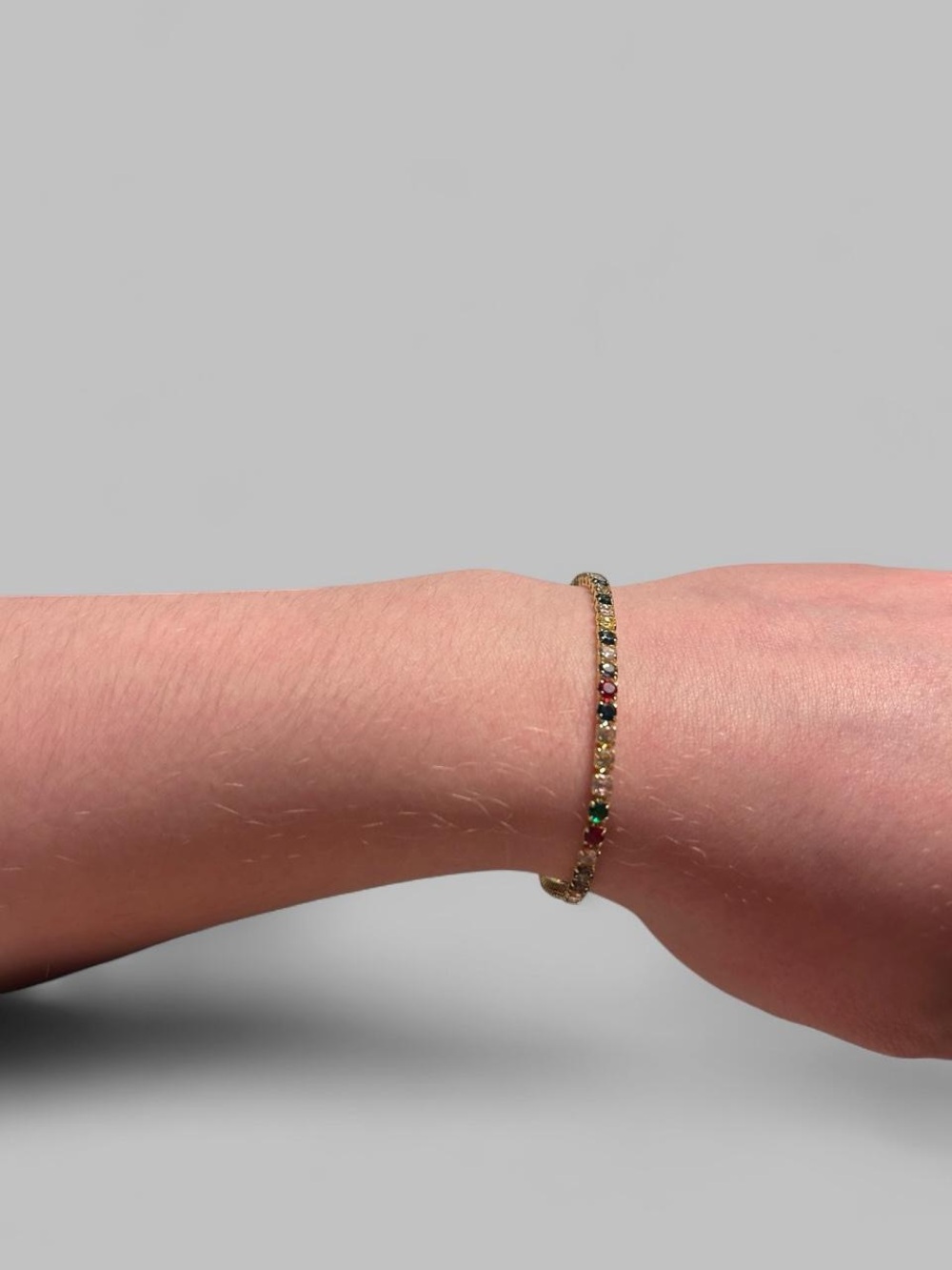 18K Gold-Filled Rainbow CZ Tennis Bracelet Tarnish Resistant
